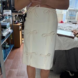 Valentino Cream Pencil Skirt with Bow Details